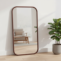 Grand miroir mural moderne en bois massif avec cadre en caoutchouc, 180x100CM, couleur noyer, pour la maison