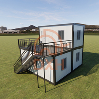 Maisons conteneurs préfabriquées modernes DXH pour l'extérieur, 2-3 étages, 20/40 pieds, en panneaux sandwich, pour le Soudan du Sud