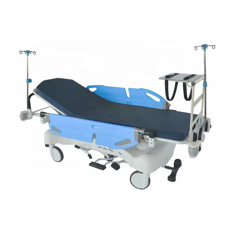 Peralatan Rumah Sakit harga rendah bersejarah dapat diatur tempat tidur Transfer kereta dengan rel penjaga pendorong Hydraulic Ulis