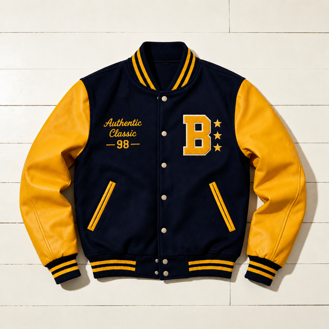 Custom Chenille Letter Patches Varsity Jacket Melton Wool Body PU Leather Sleeve Embroidery Letterman Baseball Jacket Factory