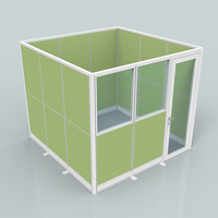 Customization Office Room Partitions Demountable Aluminium Frame Half Height Independence Cubicle Glass Panel with Doors