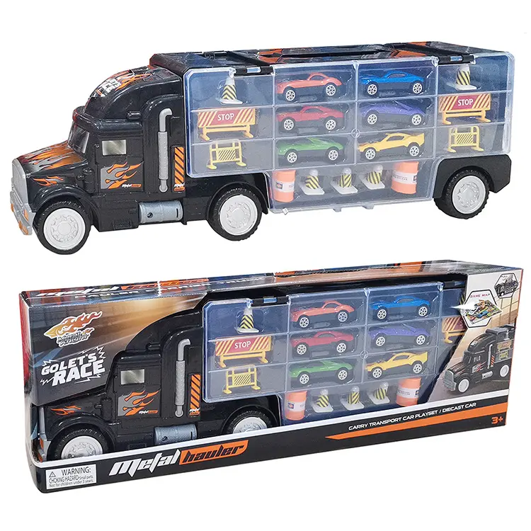 Best Seller multifunzionale in metallo pressofuso giocattoli veicoli trasporto auto trasportino camion giocattolo con tappetino