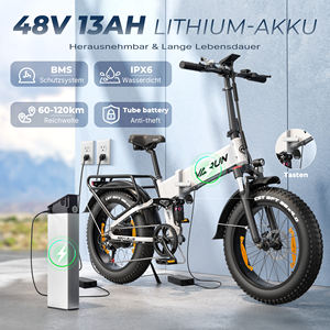 Expédition rapide UE Vélo électrique pliable à pneus larges de 20 pouces, puissance maximale de 750 W, 48 V, 13 Ah, autonomie de 120 km, double suspension, Shimano 7 vitesses, pour les trajets quotidiens - Product Image 4
