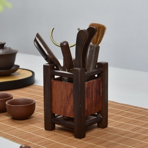 Juego de té de madera maciza de ébano, seis utensilios cuadrados para la ceremonia del té, para té Kung Fu - Product Image 1