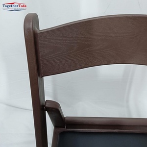 Chaise pliante rembourrée en bois de style français moderne, fabriquée en Chine, pour événements de mariage, fêtes, loisirs en extérieur, chaise d'hôtel pour événements - Product Image 5