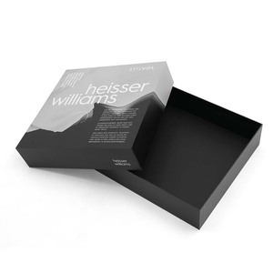 Boîte rigide personnalisée avec couvercle et base dégradés noir et gris, boîte cadeau de luxe pour vin avec texte allemand imprimé, pour ensemble de spiritueux - Product Image 1