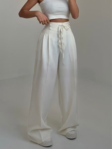 <span class=keywords><strong>Pantaloni</strong></span> lunghi moda Y2k a gamba larga da <span class=keywords><strong>donna</strong></span> eleganti elasticizzati a vita alta a doppia coulisse <span class=keywords><strong>pantaloni</strong></span> <span class=keywords><strong>larghi</strong></span> da ufficio - Product Image 3