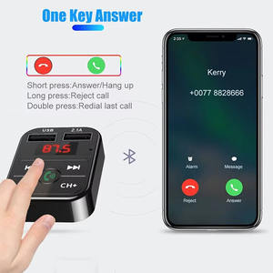 เครื่องส่งสัญญาณ FM ในรถยนต์ บลูทูธ V5.0 สเตอริโอแบบพกพา อะแดปเตอร์ไร้สาย <span class=keywords><strong>พร</strong></span>้อมไมโครโฟน ตัวรับสัญญาณเสียง เครื่องเล่น MP3 ในรถยนต์ ช่องเสียบ USB คู่ ชาร์จเร็ว 2.1A - Product Image 3