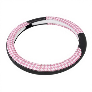 Funda para Volante con Diseño de Pata de Gallo Rosa, Universal, Transpirable, de Cuero PU, Protector de Volante, Venta al Por Mayor de Fábrica, OEM/ODM - Product Image 5