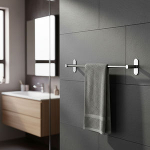 Porte-serviettes mural en acier inoxydable à un seul poteau avec étagère de rangement, pour hôtels - Simple couche, 50 cm - Product Image 1