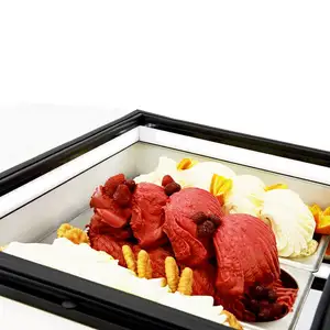 Horizontal Geladeira Freezer Em Aço Inox Para Gelo Mingau de Mini Display