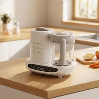 Pembuat Makanan Bayi Elektrik Multifungsi, Pengukus Otomatis, Blender 110W Bebas BPA, Dapat Dilepas
