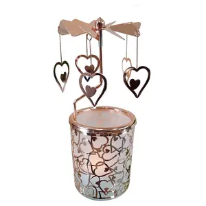 Chinese factories Wholesale Love Heart Rotating Candle Holders for Valentine's Day gift desktop decoration