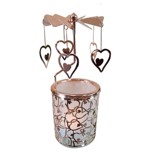 Chinese Factories Wholesale Love Heart Rotating Candle Holders for Valentine's Day Gift Desktop Decoration