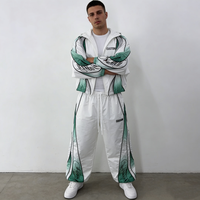 Veste à capuche zippée personnalisée avec imprimé lettres, pantalon à cordon de serrage épais grande taille, streetwear décontracté en mélange de polyester coupe oversize