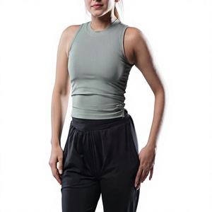 Custom Womens Ribbed Sleeveless Fitness CAMIS Quick Dry Yoga <b>Crop</b> <b>Top</b> Gym Workout Activewear Floral Pattern Sweet Style - Product Image 2