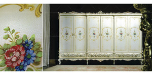 Clásico francés de muebles de lujo <span class=keywords><strong>blanco</strong></span> <span class=keywords><strong>armario</strong></span> de madera <span class=keywords><strong>armario</strong></span> de 6 puertas - Product Image 2