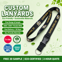Lanière personnalisée en polyester avec impression par transfert thermique, sangle de cou couleur unie avec crochet métallique et porte-badge pour événements, vente en gros