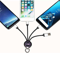 Cable de Carga USB Múltiple Portátil para Llavero, Cable de Carga Rápida 3 en 1 con Logotipo Iluminado, Compatible con Tablets, iPhone y Galaxy