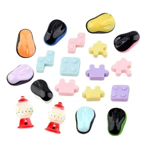 Aksesori diy pesona resin punggung datar mouse bola permen karet tetris teka-teki jigsaw permainan lucu anak-anak