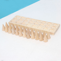Présentoir à bijoux portable de luxe en bois naturel à 2 rangées et 12 fentes pour bagues et bijoux