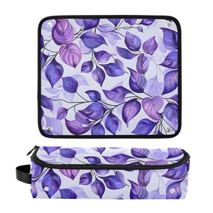 Ensemble de voyage personnalisé en nylon imprimé motif feuilles hawaïennes violettes avec fer à friser et sac de transport - Product Image 3