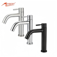 Robinet de lavabo moderne monotrou en acier inoxydable à capteur sans contact, haut, pour salle de bain, en céramique, directement du fabricant
