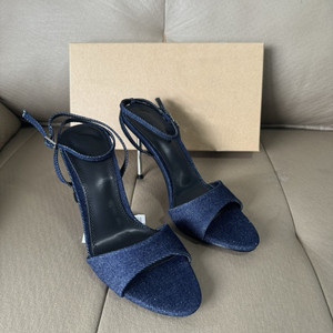 Sandales a Talons Fins Pointed-Toe Denim <b>Sandals</b> with Fish-Mouth Cutouts, Hollow Design, Ladies Sexy Stiletto Heels <b>Sandals</b> - Product Image 4