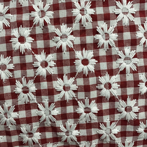 Tela de algodón 53/54 bordada teñida con hilo TC tejida con característica elástica para uso en exteriores patrón bordado para niños y niñas - Product Image 1