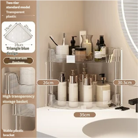 Étagère de salle de bain moderne de luxe transparente à 2 niveaux, durable et étanche, sans perçage, pour comptoir de toilettes et meuble-lavabo domestique