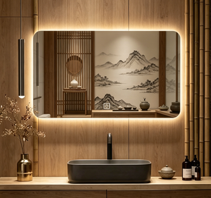 LED Silver Frameless Modern Anti-Fog Touch Switch Glass Wall-Mounted Bathroom <b>Vanity</b> <b>Makeup</b> Mirror Backlit - Product Image 5