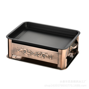 Stainless Steel Grilling Pan Rectangular Nonstick Dual Use Alcohol Charcoal Grill Fish BBQ Set - Product Image 5