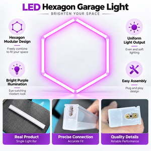 Éclairage de garage LED hexagonal IP66, éclairage de plafond modulaire en nid d'abeille, lumière du jour 6000K, faisceau à 360 degrés pour garage, atelier, réparation automobile - Product Image 3
