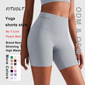 FITVOLT Shorts de Yoga de Cintura Alta, Elásticos, Lisos, para Correr, Estilo Ciclista, Tallas Grandes, Efecto Levanta Glúteos, Sexy, Ecológicos, Transpirables, OEM - Product Image 1