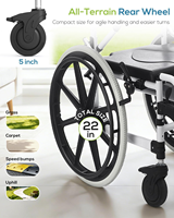 Chaise de bain pour personnes âgées avec roulettes, en alliage d'aluminium, pour toilettes et fauteuil roulant mobile LQX-EUAL2405P