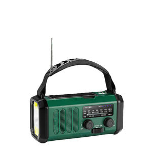 Radio meteorológica portátil personalizada con manivela solar, radio AM/FM, linterna, brújula y banco de energía para camping - Product Image 1