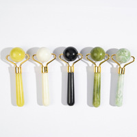 Masseur de beauté en jade rond, mini-rouleau portable pour le soin du visage et des yeux avec logo personnalisable