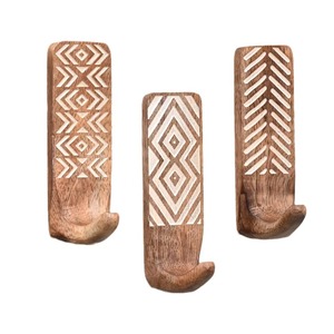 Juego de 3 ganchos de pared de madera, rectangulares, duraderos, multiusos, para recibidor, perchero, soporte para joyas, tipo montado en la pared - Product Image 1