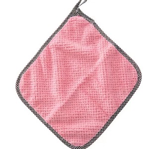 Chiffon de cuisine en polaire corail, très absorbant, résistant à l'huile, suspendable, pour le nettoyage de la cuisine, blanc, rose, vert, poudre de viande - Product Image 4