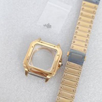 Kit de boîtier de montre carré en acier inoxydable 316L style Santos, bracelet, verre minéral, compatible NH35/NH34/8215, logo personnalisé, couleur OEM ODM