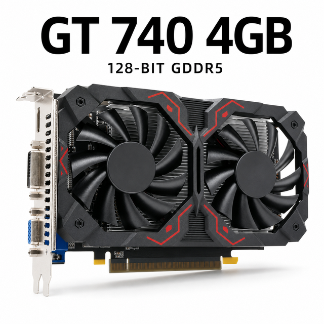 New GT740 4GB GDDR5 128Bit Dual Fan 4K Gaming Graphics Card with DirectX 12 and PCI Express 3.0 X16 for Desktop PC
