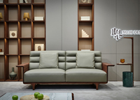 Design classique original, conçu pour les petits appartements Ensemble de canapés de salon en cuir haut de gamme en noyer d'Amérique du Nord