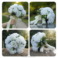 Bouquet de Mariage Européen Haut de Gamme Réaliste en Satin, Fleur de Main de Mariée Réutilisable, Ornement de Remise de Diplôme