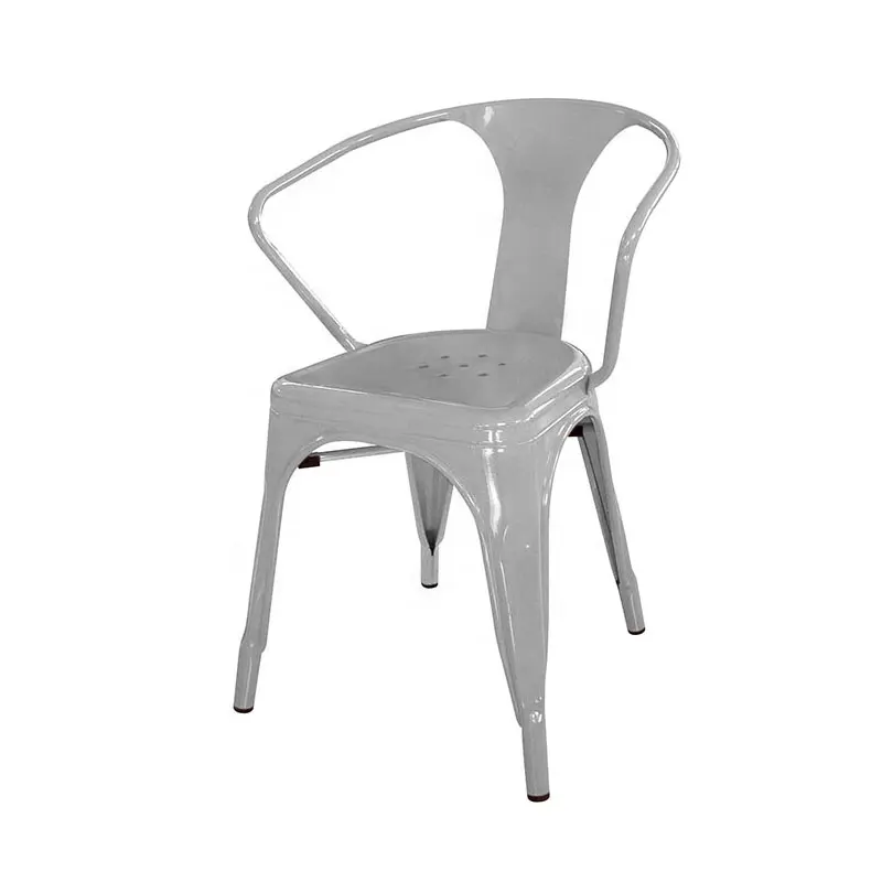 Silla Tolixs com braços Poltrona Tolixs Cadeira empilhável de metal industrial em cinza