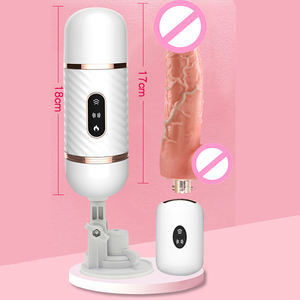 Vibratore Realistico Portatile con Spinta Automatica, Massaggiatore <span class=keywords><strong>Dildo</strong></span> in Silicone con Impugnatura e Ventosa per Donne - Product Image 1