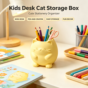 Porte-stylo en forme de chat mignon, boîte de rangement de bureau, organisateur de bureau décoratif imprimé en 3D, joli conteneur de papeterie en forme de chat pour la maison - Product Image 5