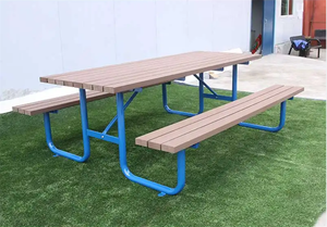 आउटडोर 6 फुट प्लास्टिक लकड़ी के वाणिज्यिक लंबे पिकनिक टेबल के बाहर पैटियो फर्नीचर रेस्तरां भोजन कैफे टेबल के बाहर - Product Image 6