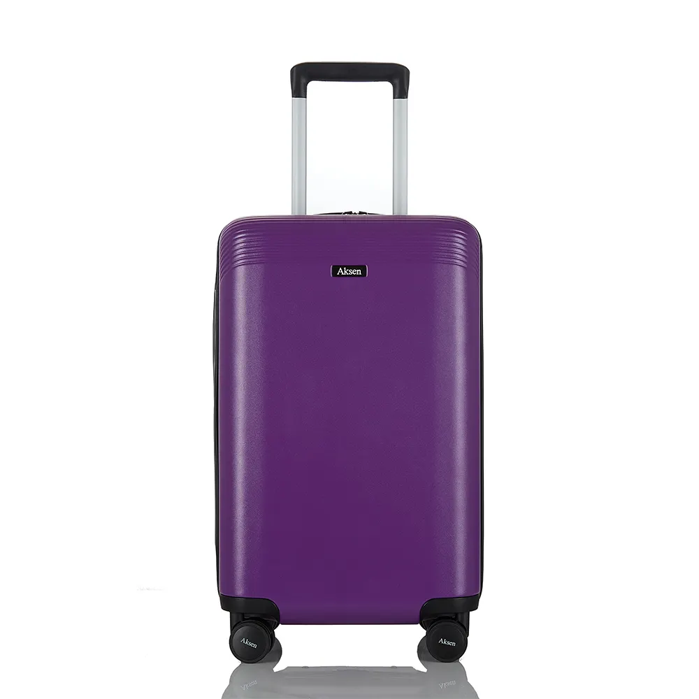 Smart Purple Carry-on Cabin Luggage USB Changing Port Travel Suitcase Fingerprint Lock Zipper Trolley Bag