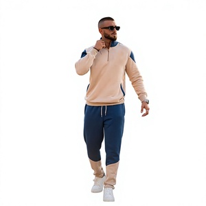 Men's <b>White</b> Printed Hooded Fleece <b>Tracksuit</b> Set 100% Cotton Zipper Closure Full Sleeve Solid Pattern Casual Stand Collar Skinny - Product Image 1