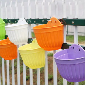 ABS Plastic Glazed Finish Hanging Flower Plant Pots Half Round Plant Holders with S <strong>Hooks</strong> for Fence Balcony or Rails - Product Image 2